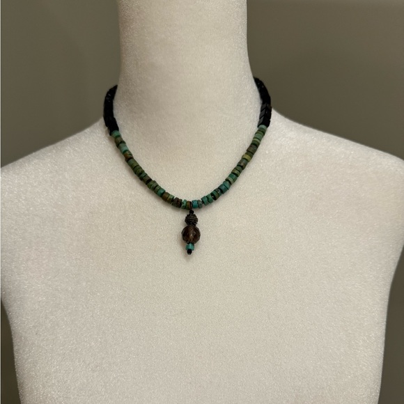 Emily Ray Jewelry - Emily Ray Vintage Turquoise Brown/Black Clasp Necklace